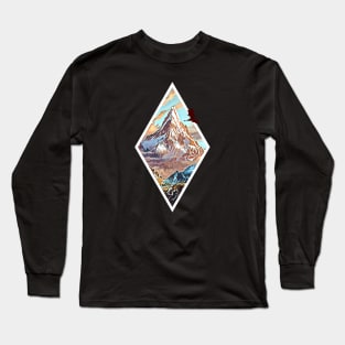 The Lonely Mountain - Dragon - Digital Art - Diamond Frame - Black - Fantasy Long Sleeve T-Shirt